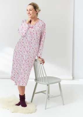 Janet Cotton Printed VELCRO® Brand Fastening Nightdress