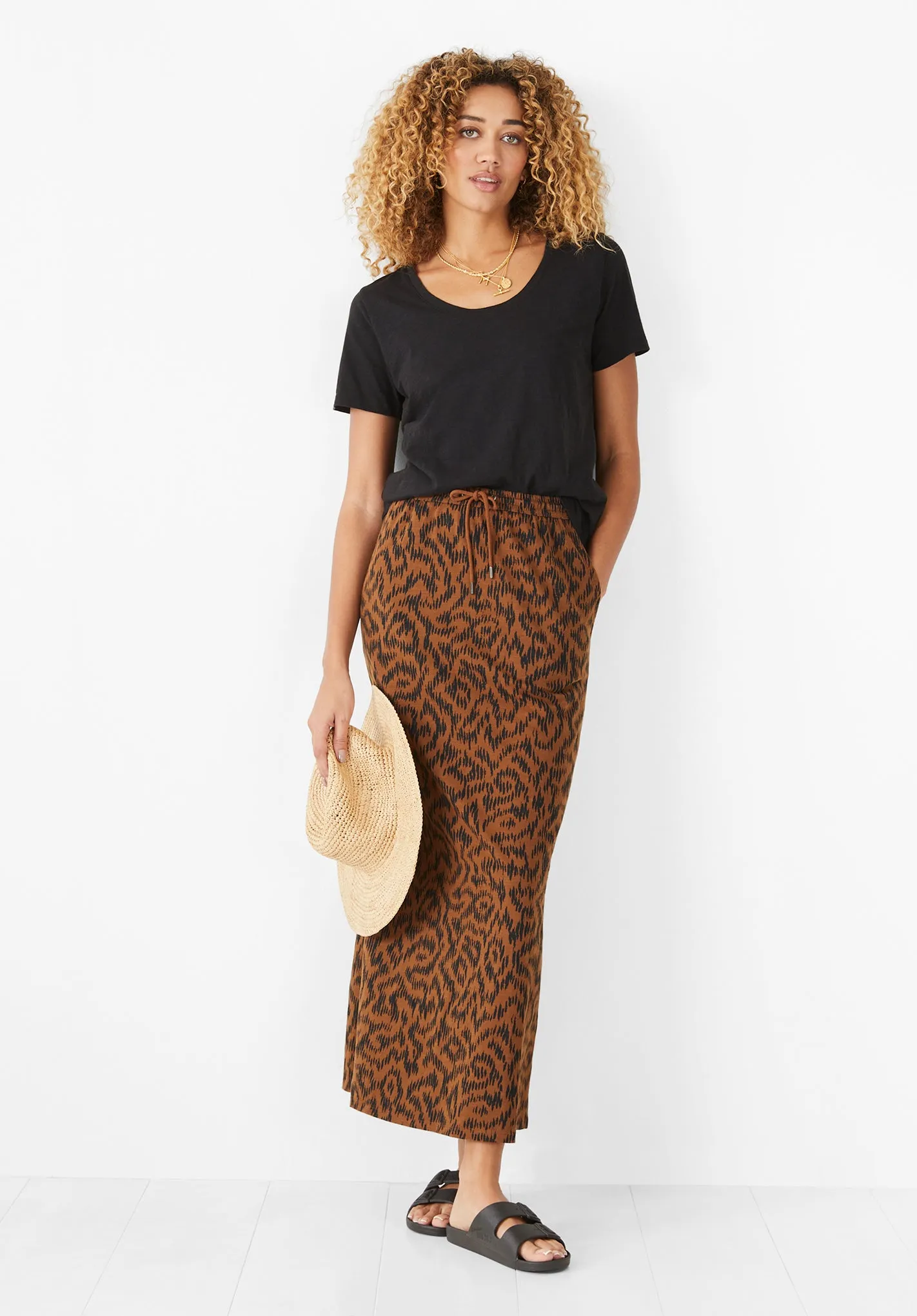 Jorja Printed Jersey Maxi Skirt