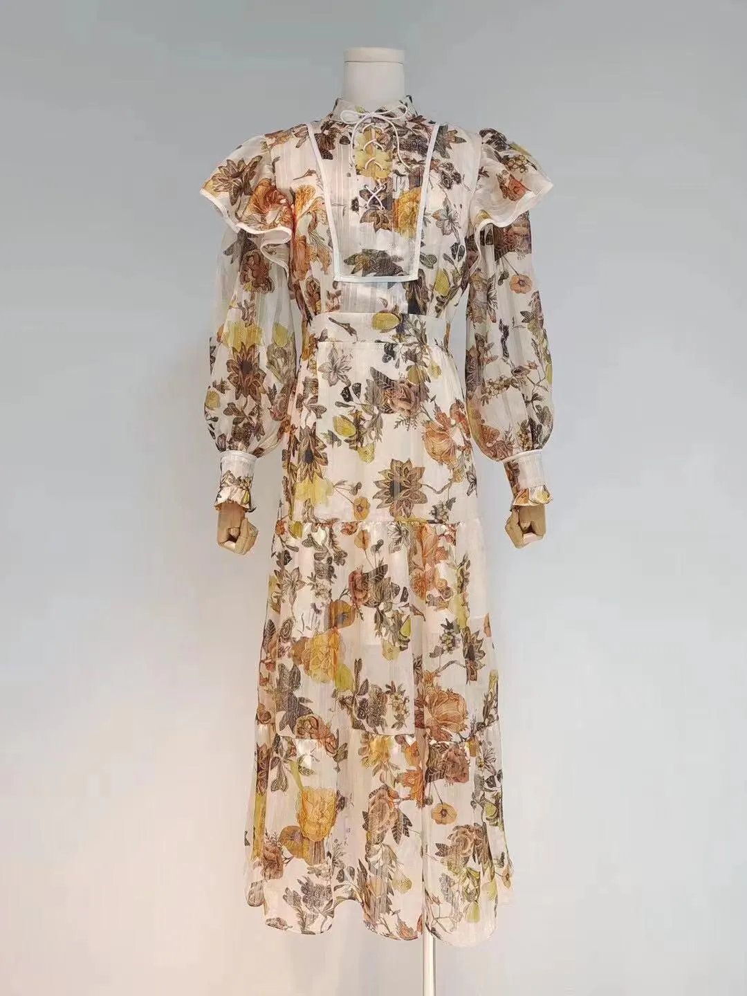 KittenAlarm - Lanice Floral Sheer Chiffon Maxi Dress