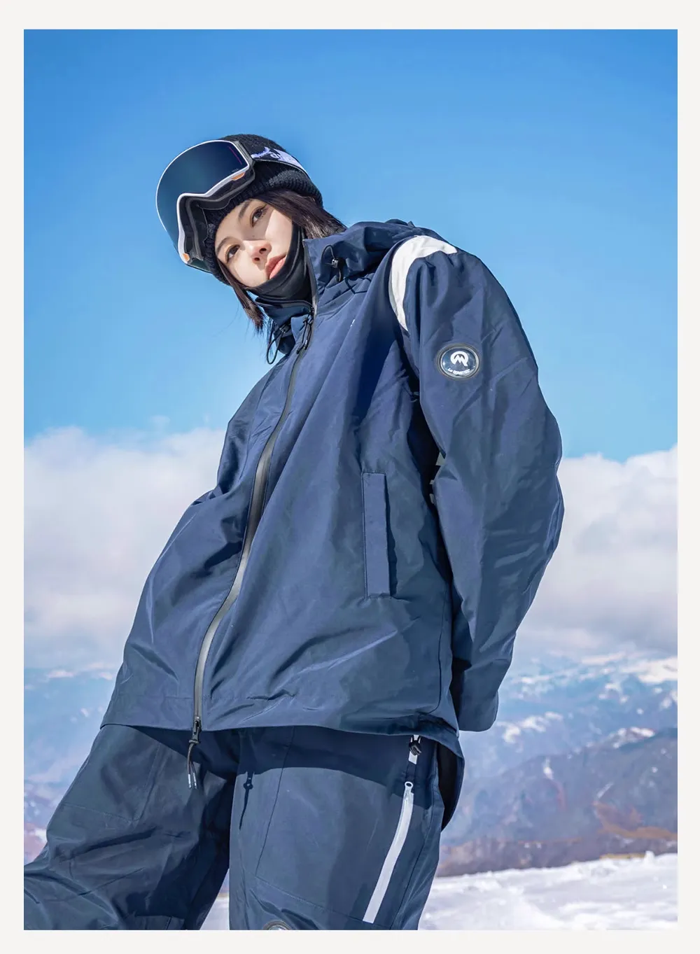 LA QOMOTEC Navy Retro Style Warm Snowboarding Suit