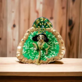 Laddu Gopal Fancy Dress With Matching Beautiful Pagdi - Green