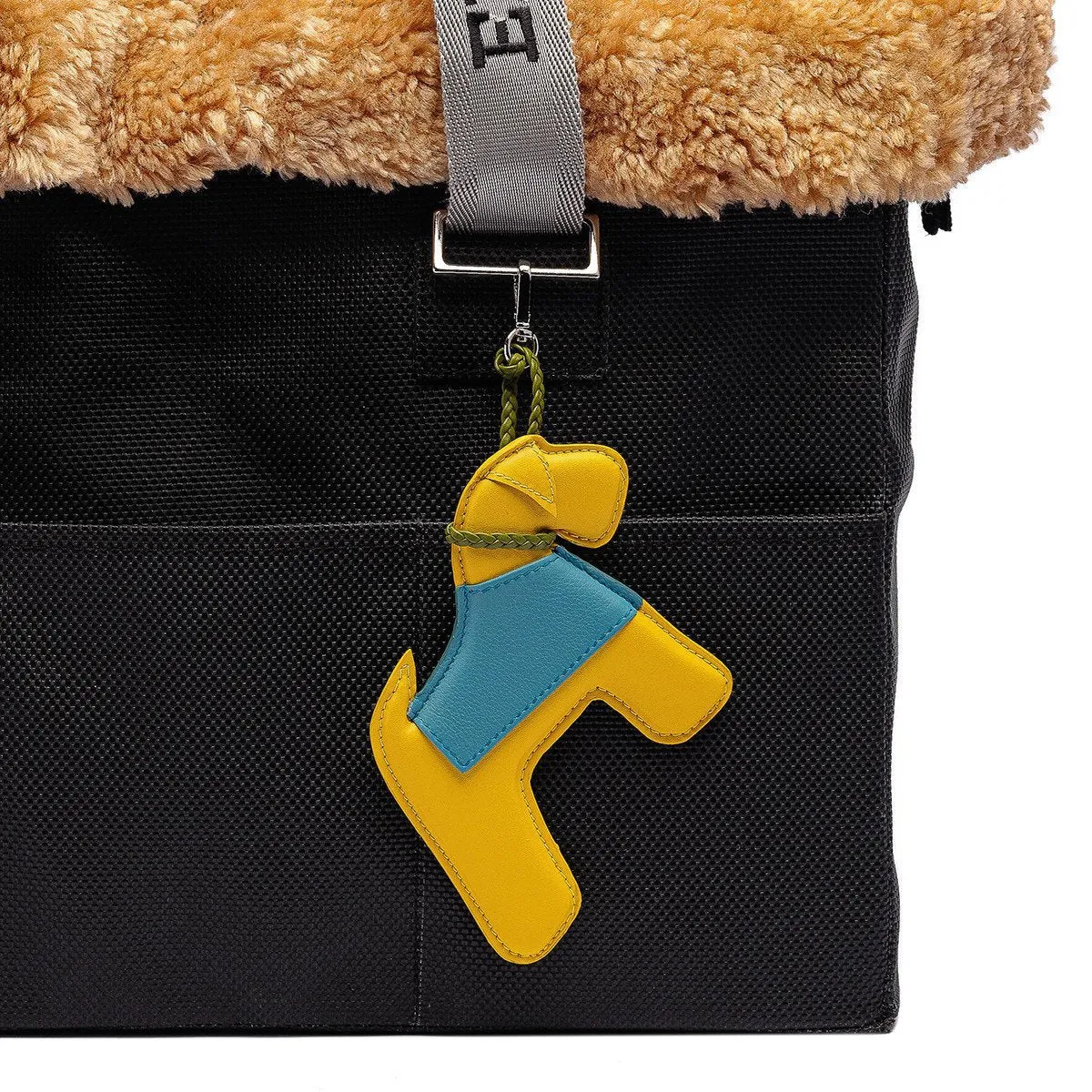 Leather Charms Dog Carrier Yellow/Light Blue