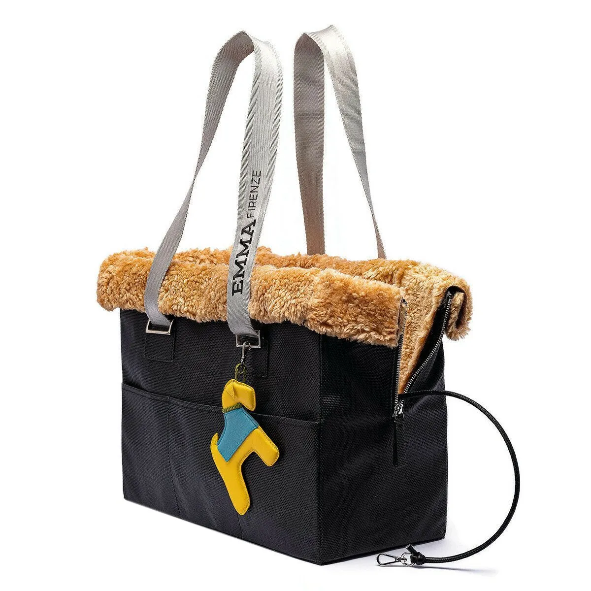 Leather Charms Dog Carrier Yellow/Light Blue