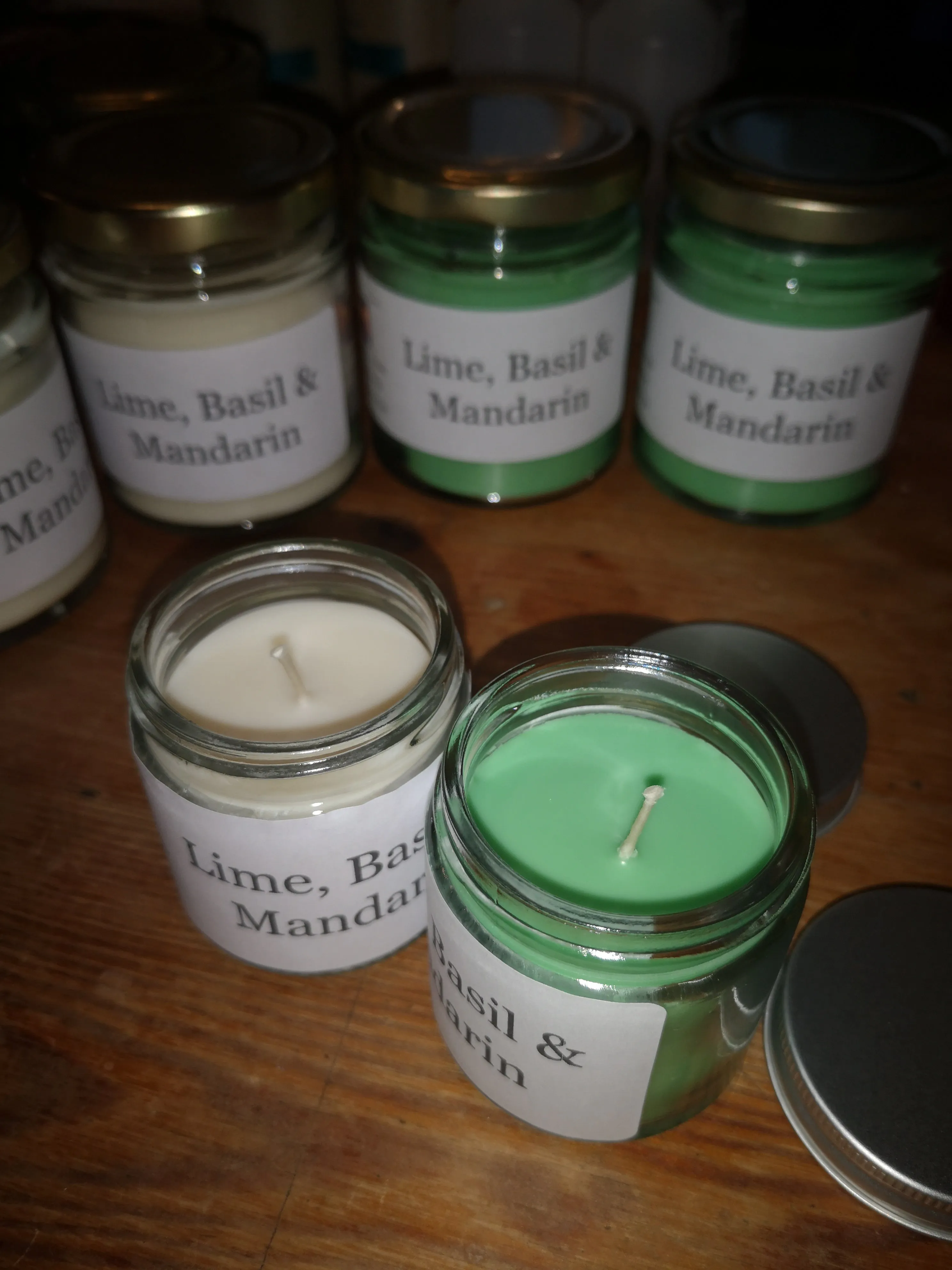 Lime, Basil & Mandarin, wax melts & candles, vegan soy wax. cotton wicks.