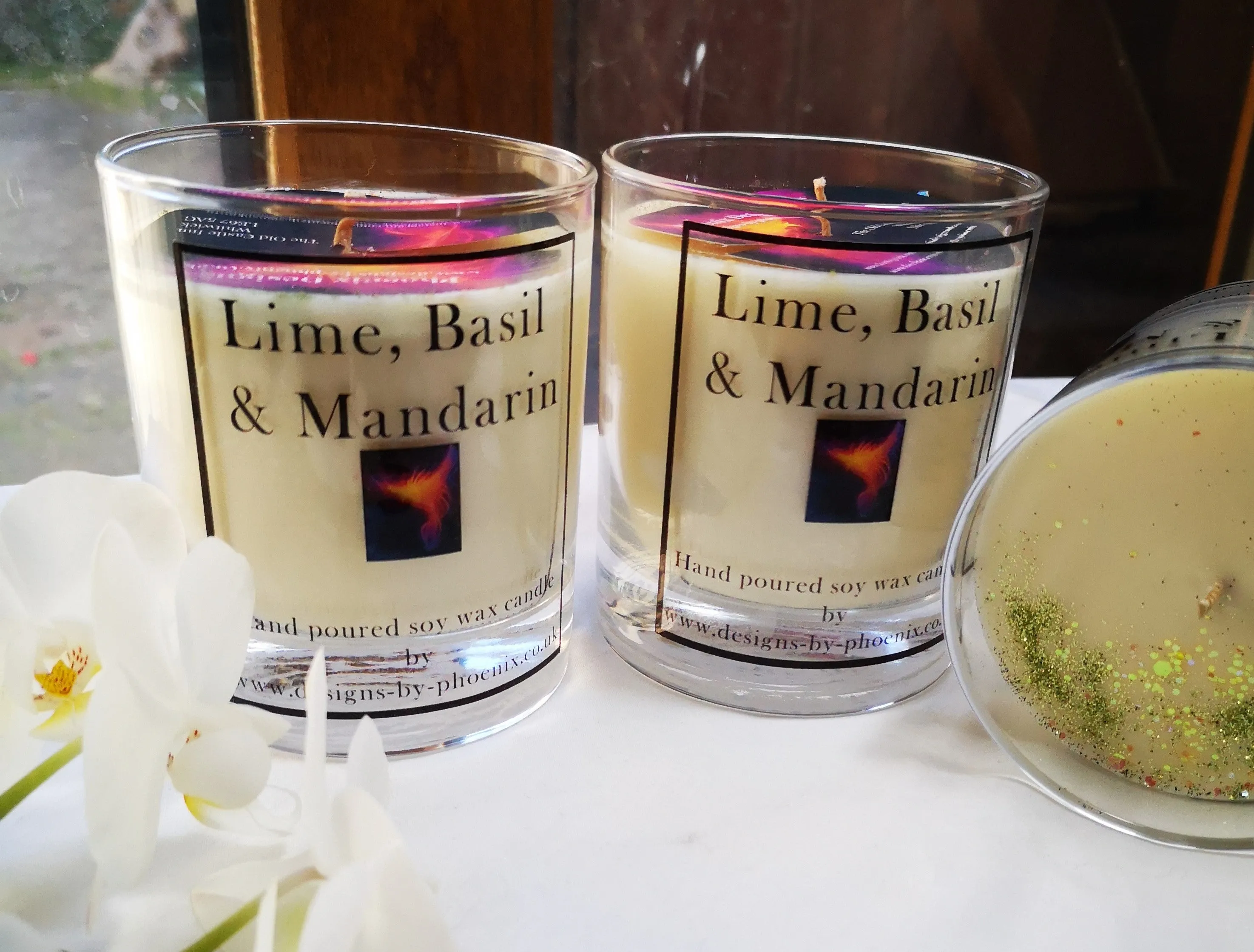 Lime, Basil & Mandarin, wax melts & candles, vegan soy wax. cotton wicks.