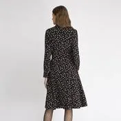 Long Sleeve Scattered Leaf Shirt Dress