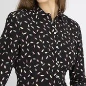 Long Sleeve Scattered Leaf Shirt Dress