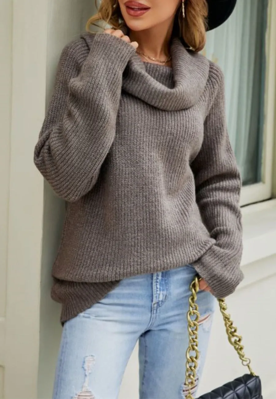 Loose Turtleneck Knit Sweater