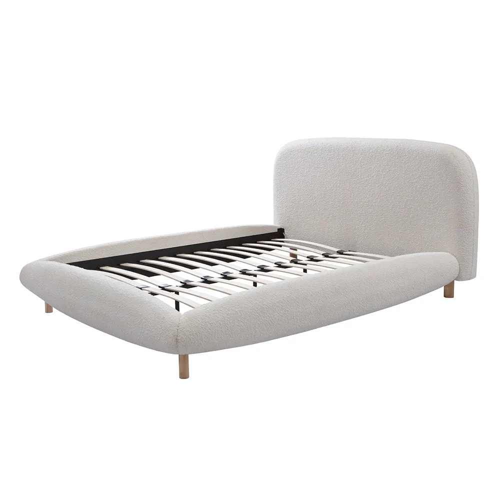 LYON - Cream Boucle Fabric Bed