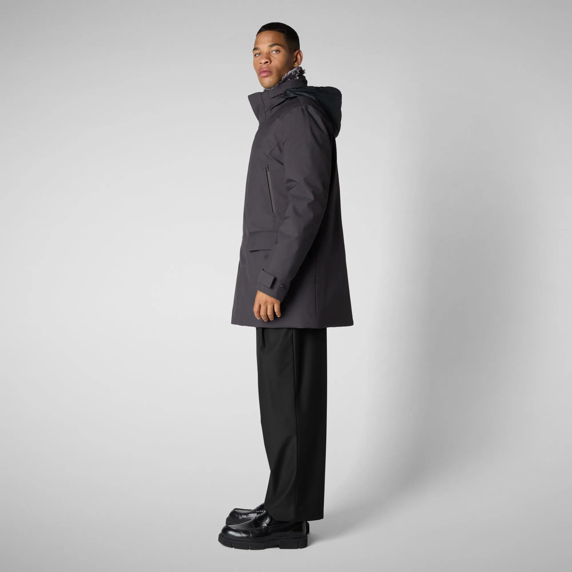 Man's coat Ambrose in charcoal grey melange