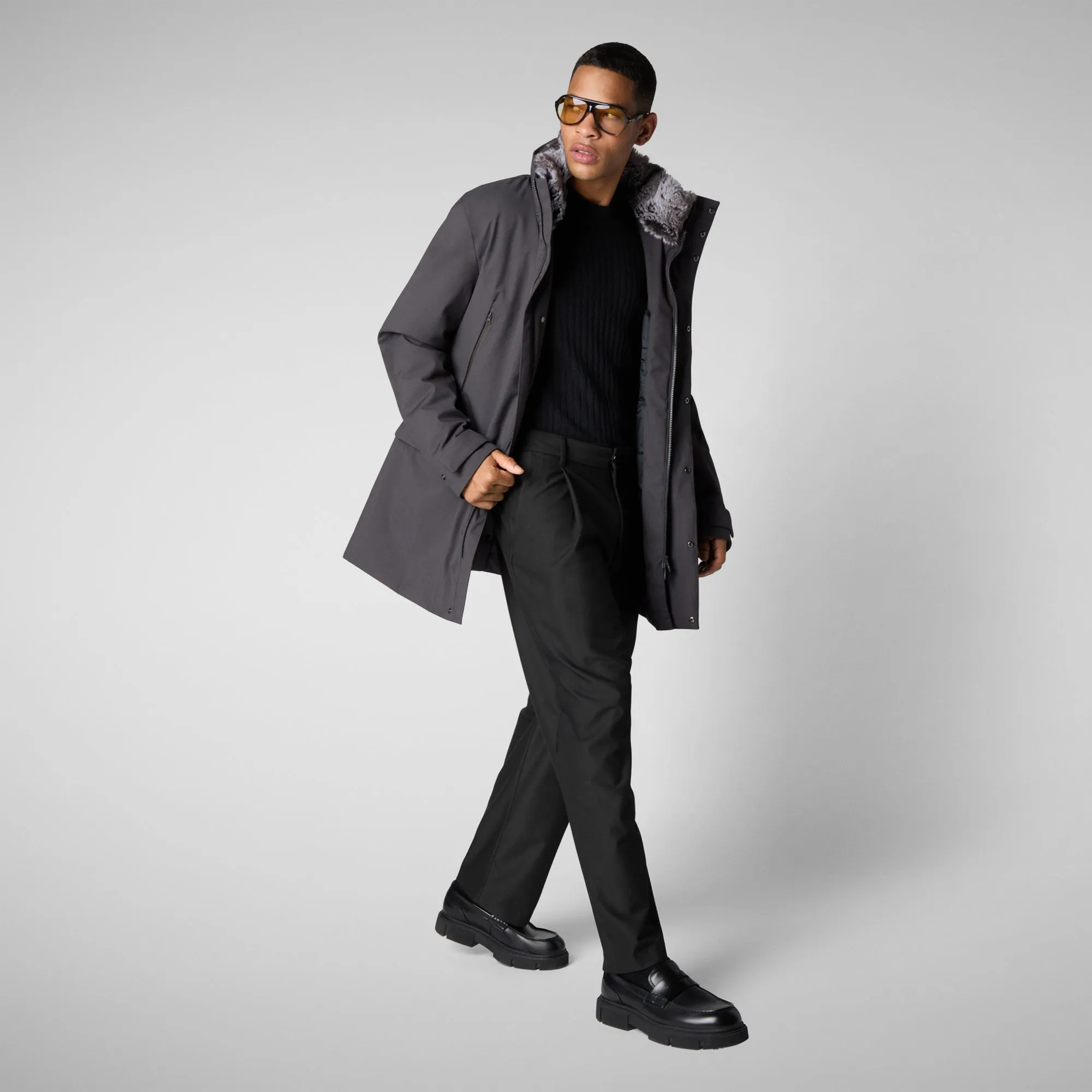 Man's coat Ambrose in charcoal grey melange