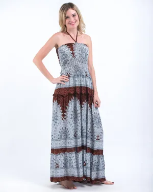 Marble Mandalas Smocked Dress in Brown