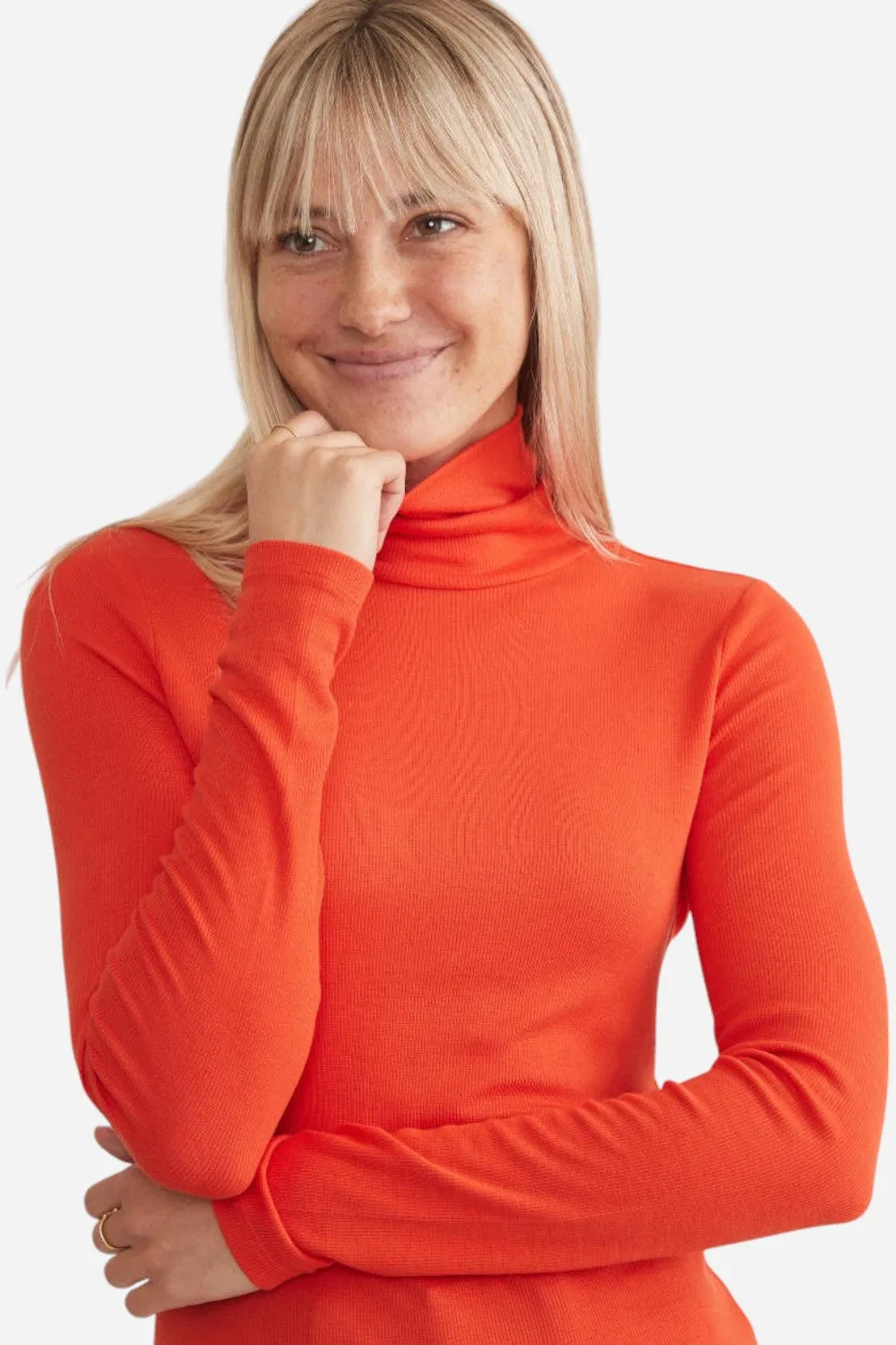 Marine Layer Lexi Rib Turtleneck in Scarlet