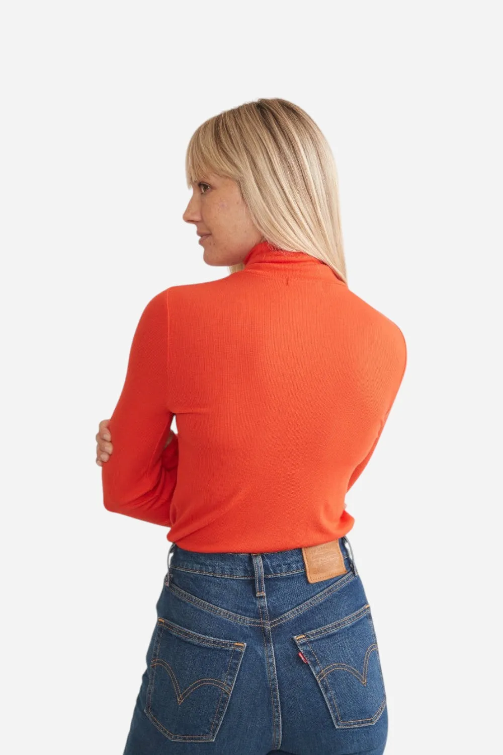 Marine Layer Lexi Rib Turtleneck in Scarlet