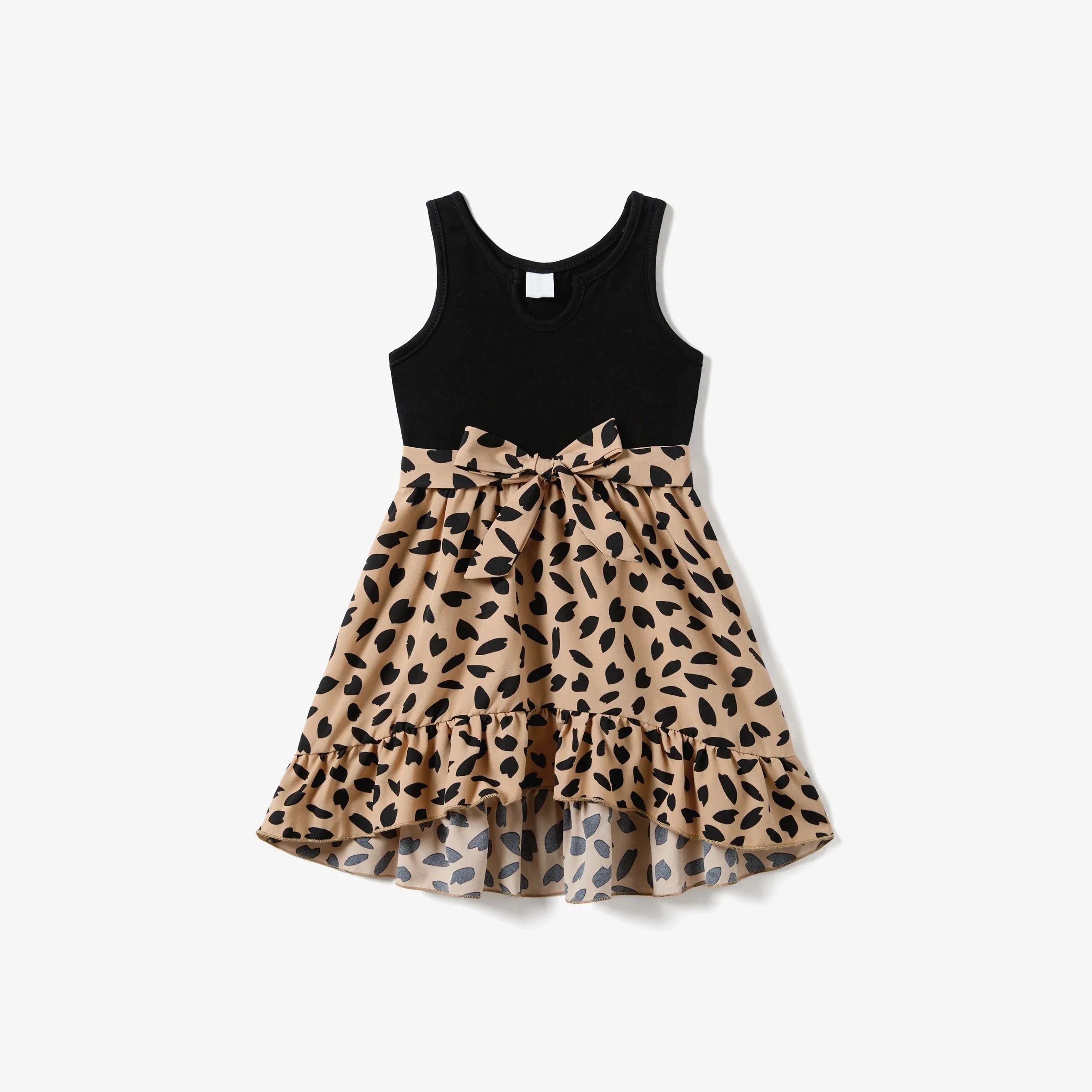 Matching Family Outfits Mommy and Me Dress Leopard Bowknot Dresses