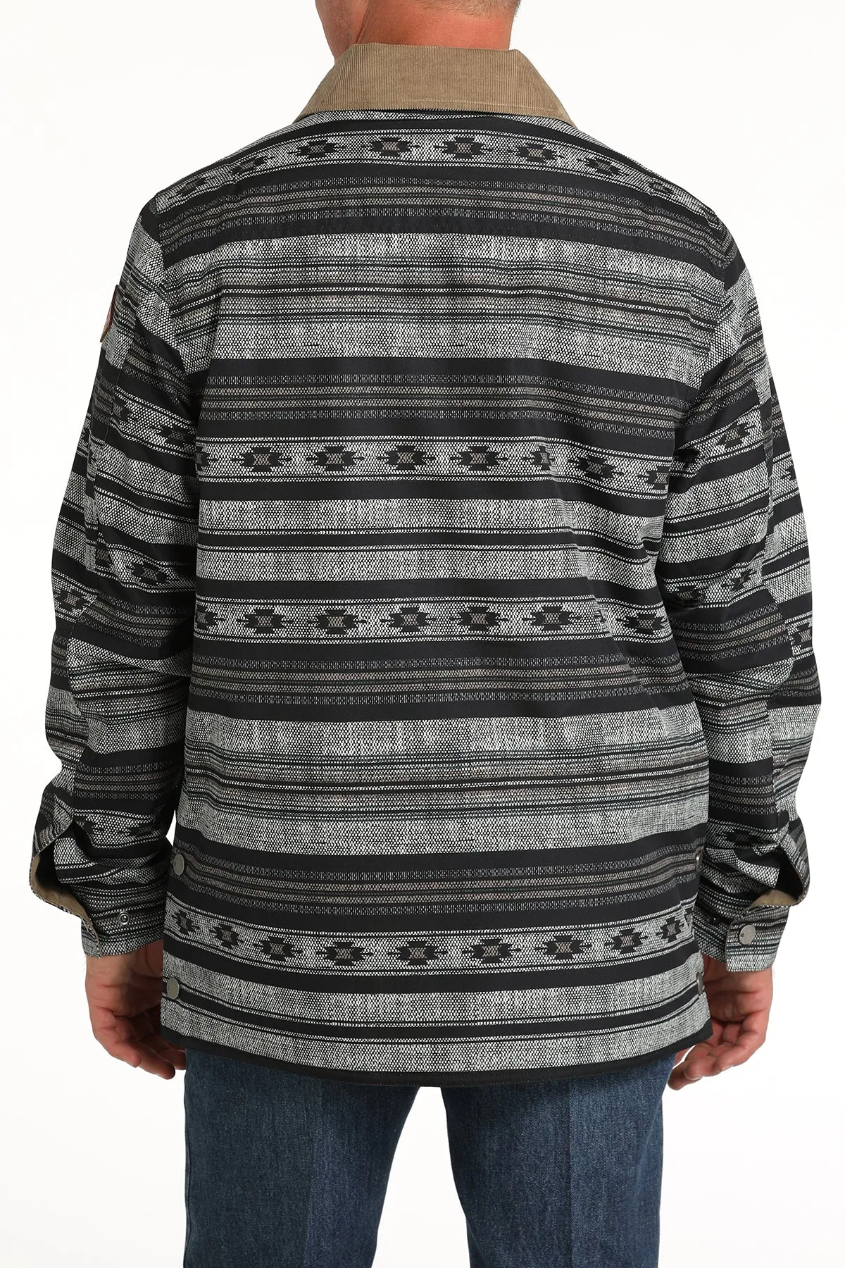 Men's Cinch Blue/Gray Southwest Print Canvas Barn Coat with Removable Hood