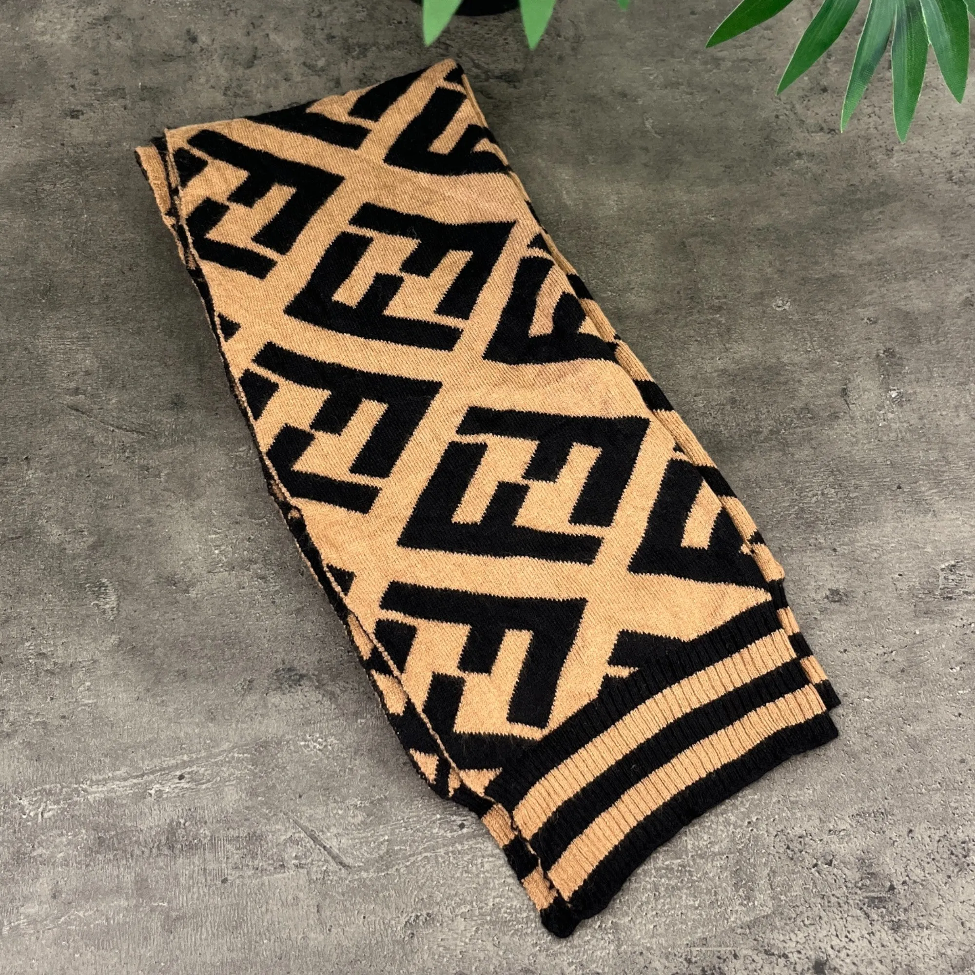 Men's Ff Monogram Scarf Brown