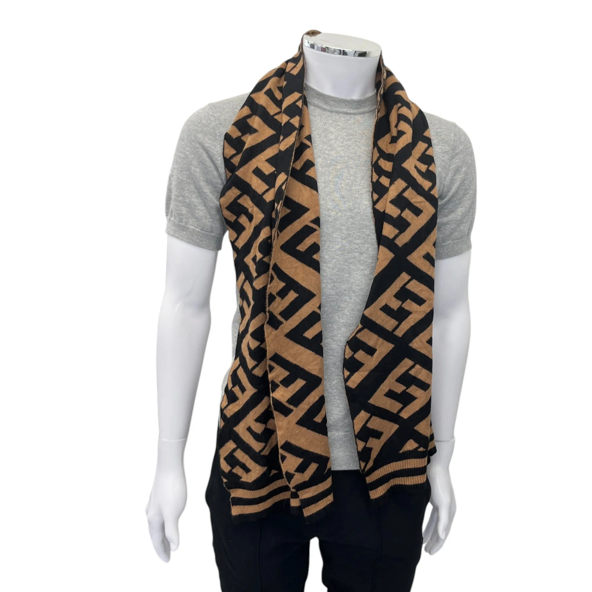 Men's Ff Monogram Scarf Brown