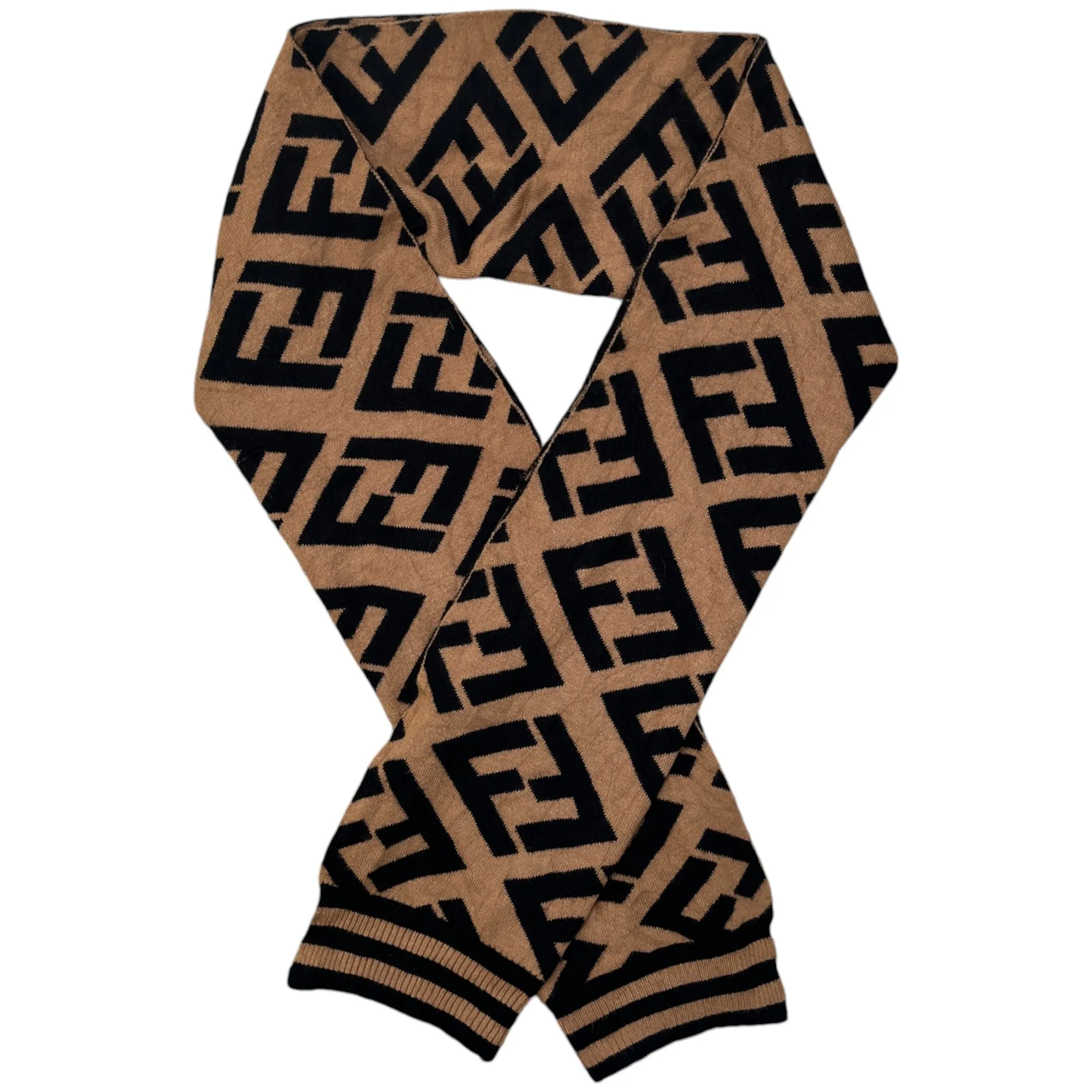 Men's Ff Monogram Scarf Brown