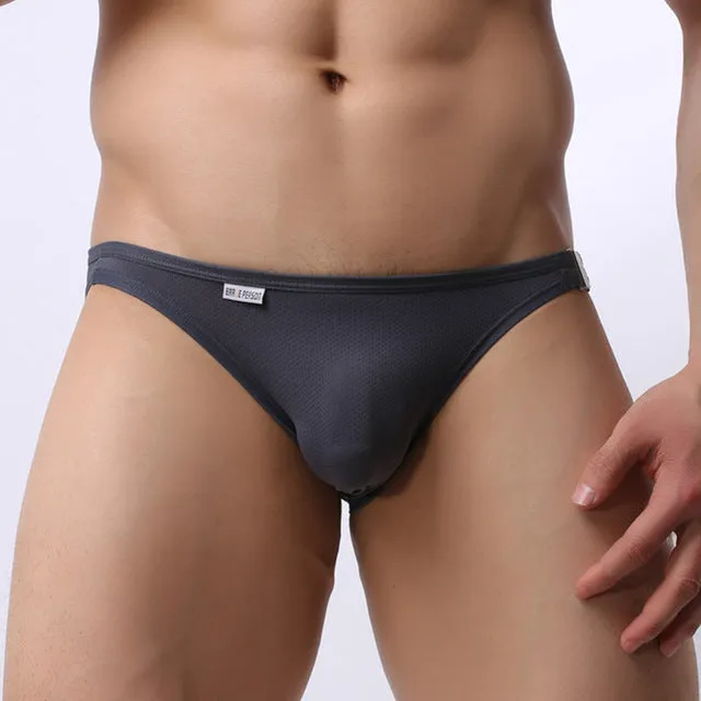 Mens Nylon Slip Small Mesh Breathable Briefs Low Rise Sexy Fashion Lock Buckle Men Bikini Underwear Briefs Brave Person