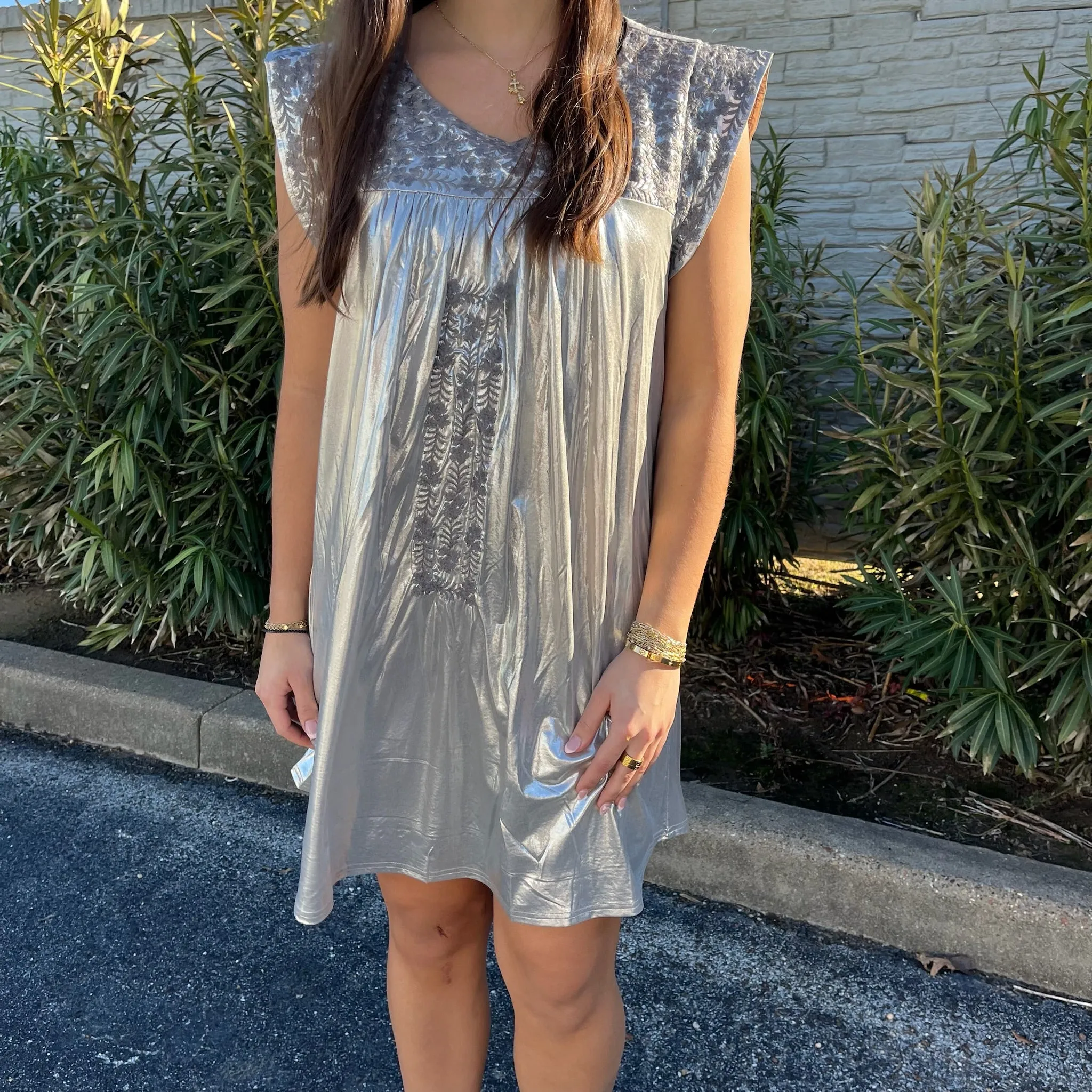 Metallic Embroidered Dress