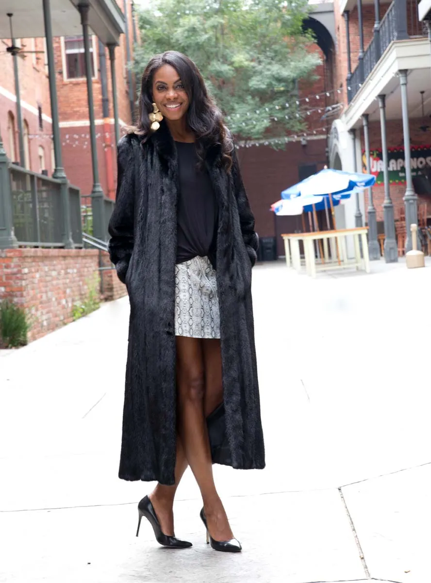 Mink Fur Coat with Shawl Collar and Bracelet Cuffs