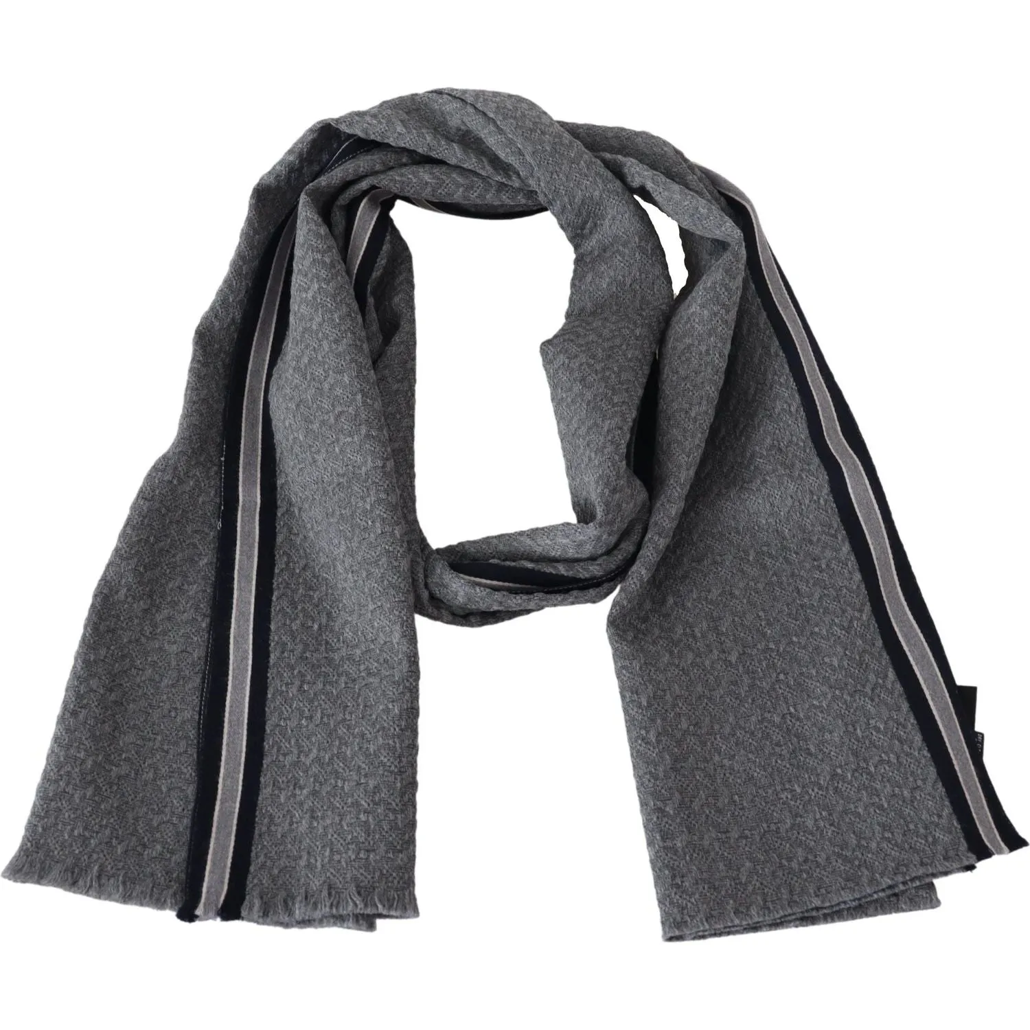 Missoni Elegant Gray Wool Scarf with Signature Stripes