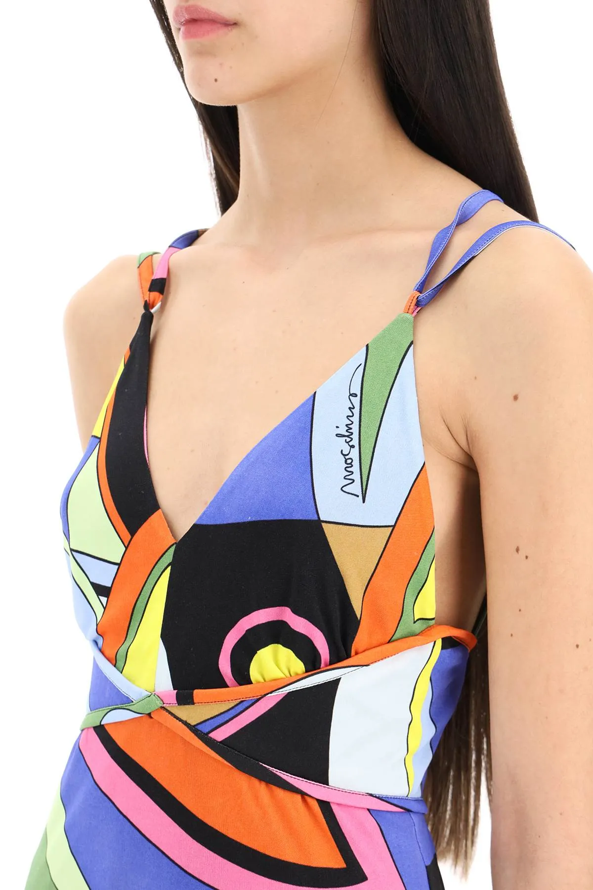 Moschino multicolor printed jersey maxi dress