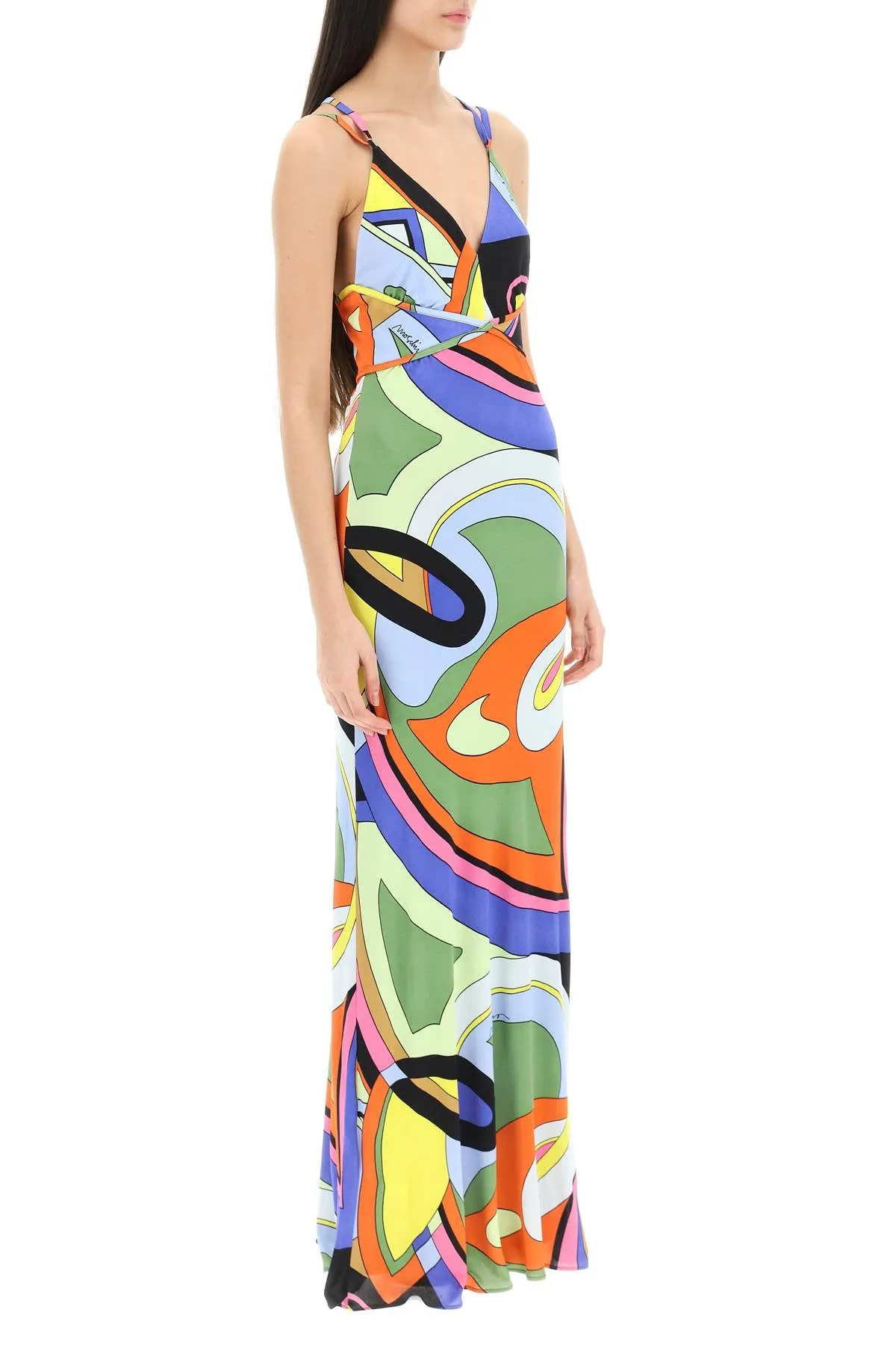 Moschino multicolor printed jersey maxi dress