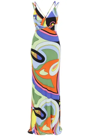 Moschino multicolor printed jersey maxi dress