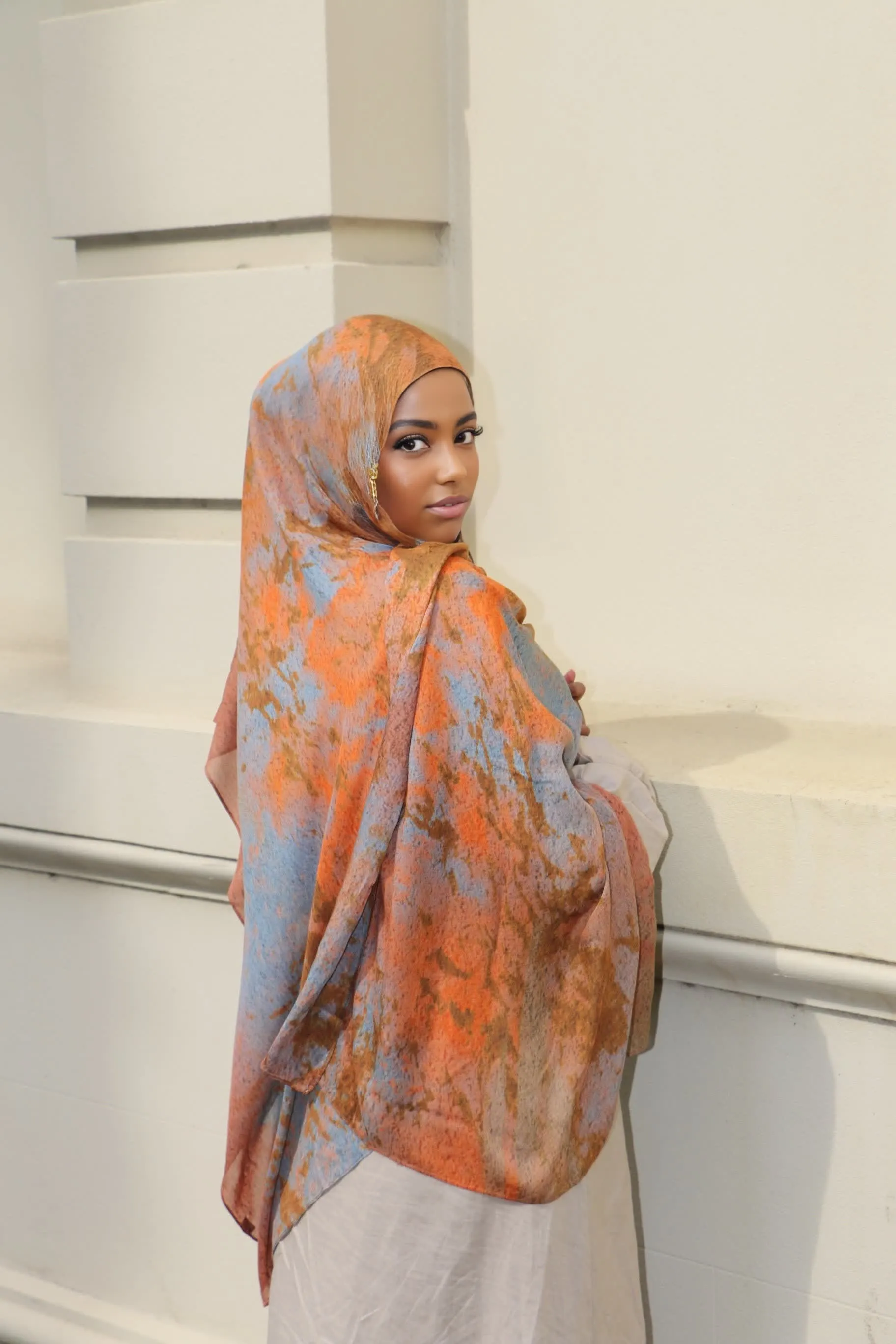 MYX012 Turmeric Tie-Dye Series tudung print hijab/scarf polyester cotton