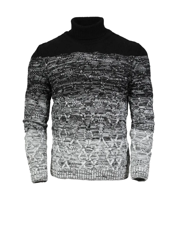 New York Black and White Men's Turtleneck Sweaters Slim-Fit