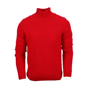 New York Red Men's Turtleneck Sweaters Light Blend Slim Fit