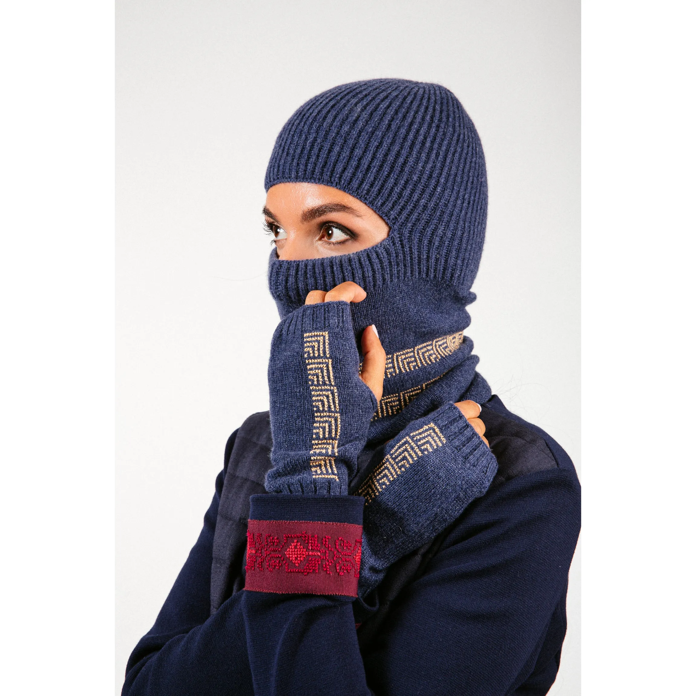 NOTTE BLUE CASHMERE BALACLAVA/BEANIE