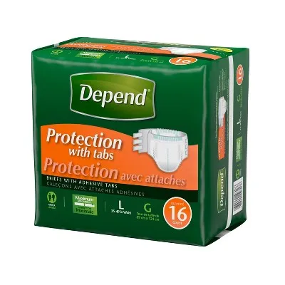 Open Box - Depend Unisex Incontinence Protection with Tabs Underwear - Maximum Absorbency - L - 48ct