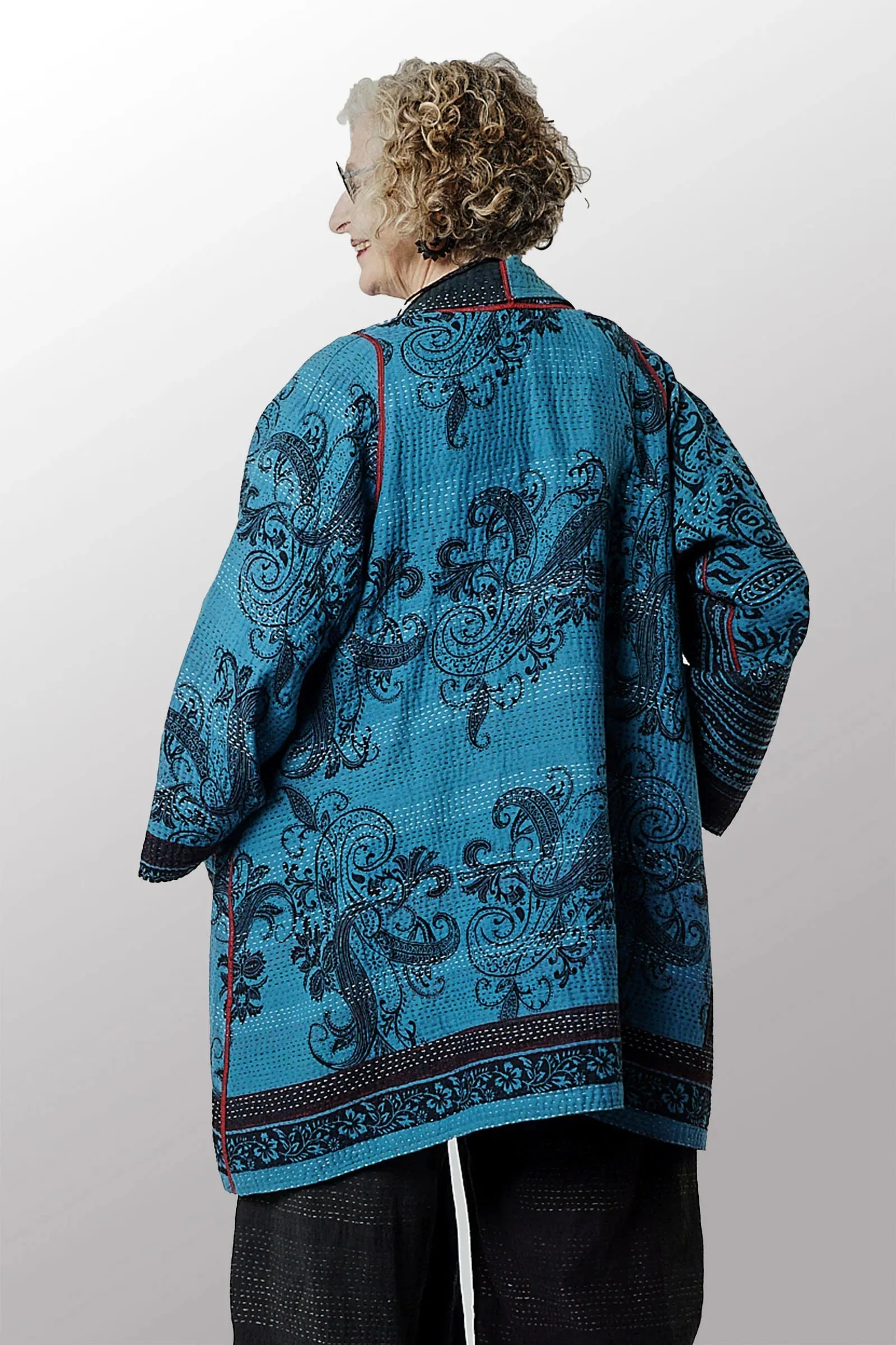 PAISLEY & PATCH KANTHA OVER DYE A-LINE JKT