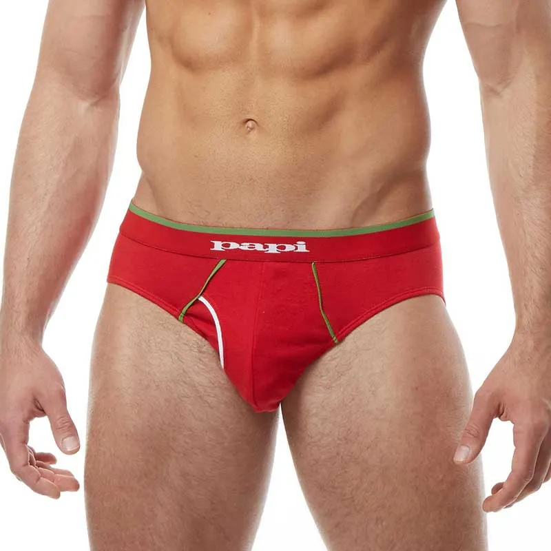 Papi [3 Pack] Heritage Clasico Hip Brief Underwear White & Red & Navy 980411-905 Size M