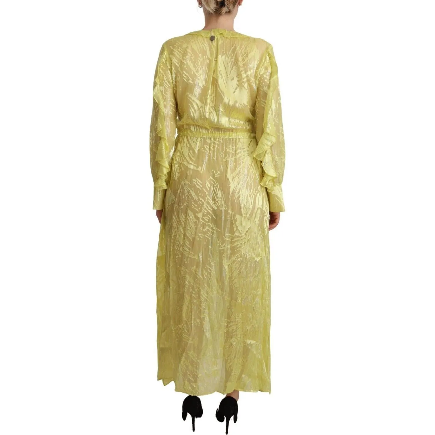 Patrizia Pepe Sunshine Silk Blend Maxi Dress - Long Sleeves & Plunge