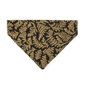 Pet Bandana - "Black Forest" - Gold & Black Bandana for Cat   Small Dog / Christmas, Holiday, New Year's, Wedding / Slide-on Bandana / Over-the-Collar (One Size)