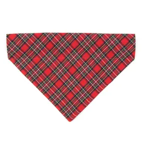 Pet Bandana - "Hearthside" - Classic Red Tartan Plaid Bandana for Cat   Small Dog / Holiday, Christmas / Slide-on Bandana / Over-the-Collar (One Size)