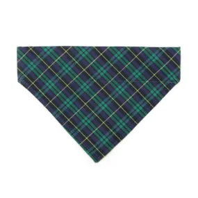 Pet Bandana - "Hunter" - Dark Green Tartan Plaid Bandana for Cat   Small Dog / Holiday   Christmas / Slide-on Bandana / Over-the-Collar (One Size)