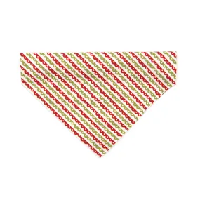 Pet Bandana - "Victorian Holiday" - Red & Green Bandana for Cat   Small Dog / Slide-on Bandana / Over-the-Collar (One Size)