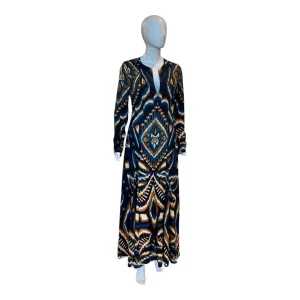 Pineapple Ikat Blue Maxi Dress