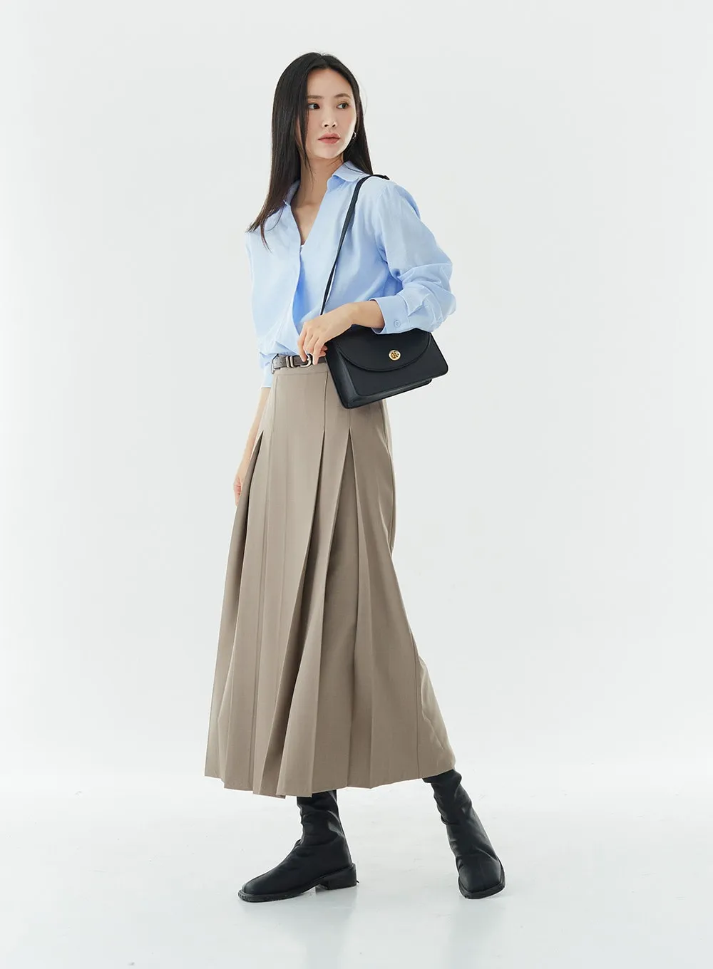 Pintuck Pleated Maxi Skirt OG31