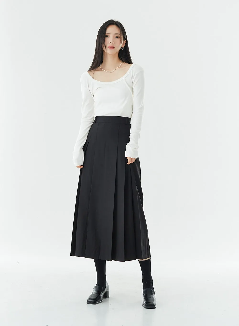 Pintuck Pleated Maxi Skirt OG31