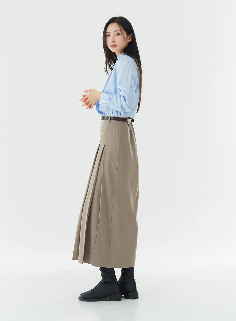 Pintuck Pleated Maxi Skirt OG31