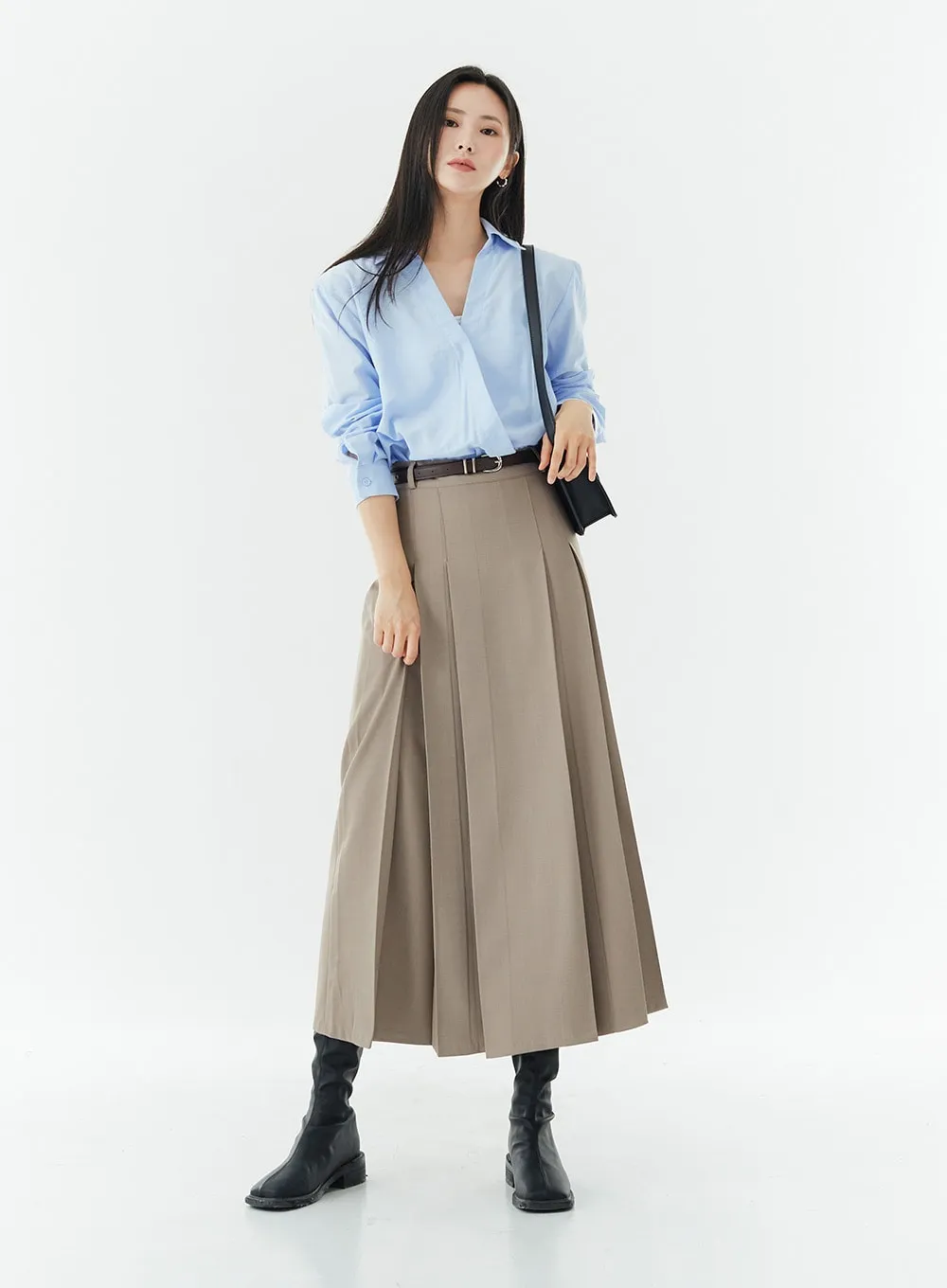 Pintuck Pleated Maxi Skirt OG31