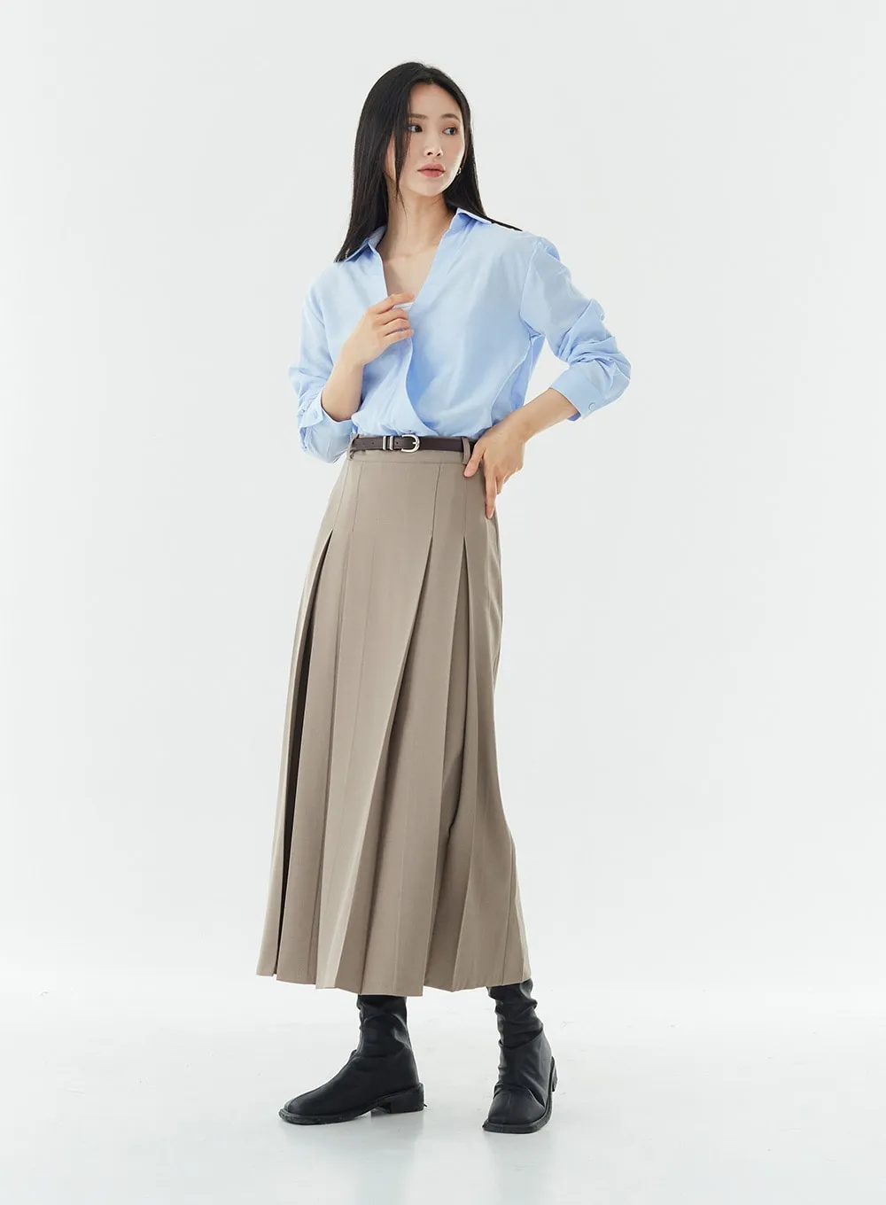 Pintuck Pleated Maxi Skirt OG31