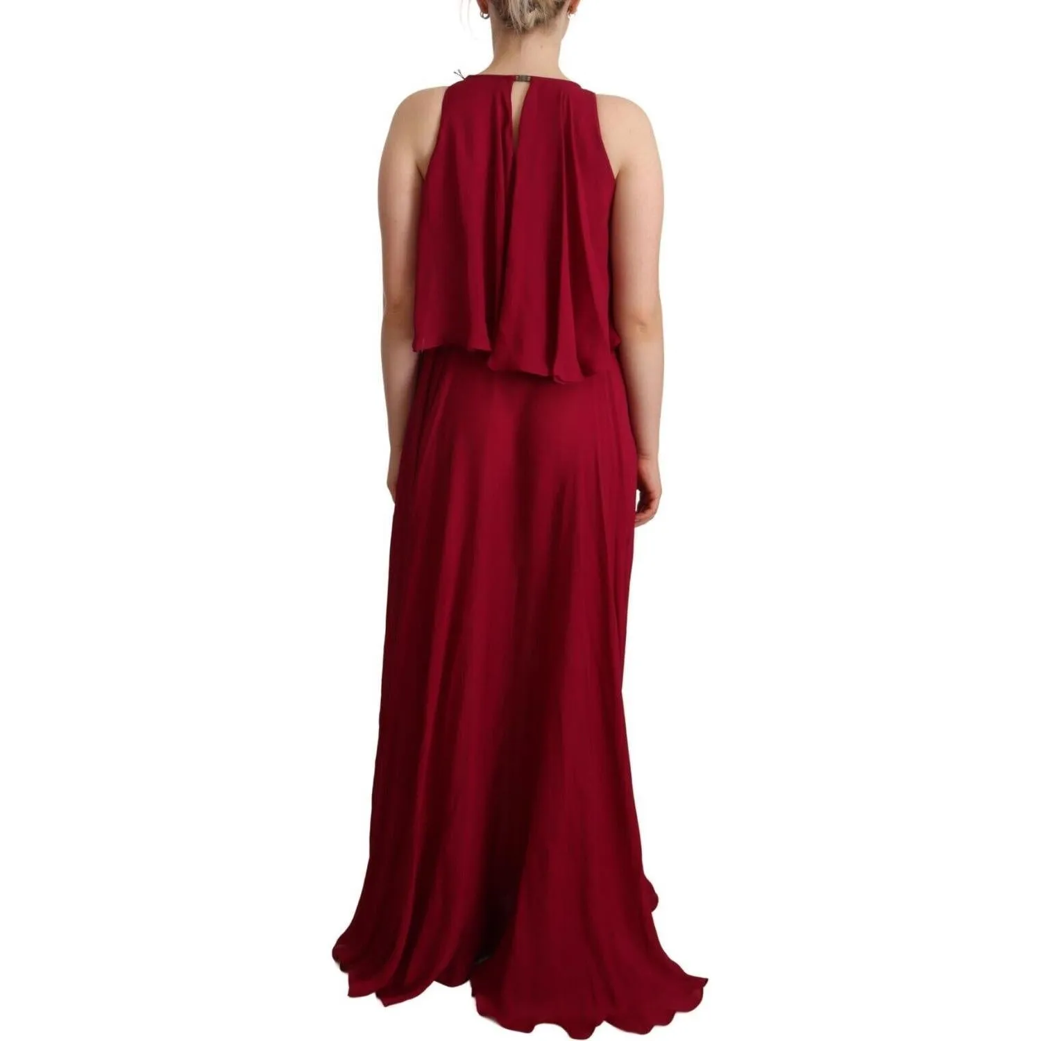 PLEIN SUD Elegant Silk Sleeveless Ruffled Maxi Dress