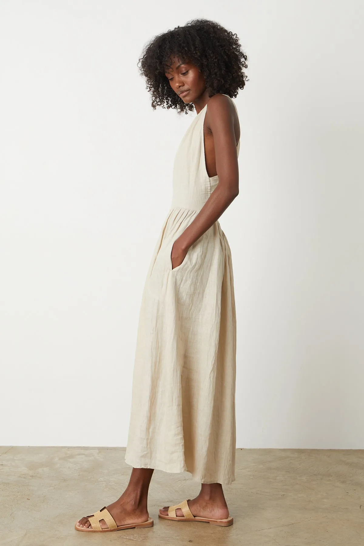 POLLY LINEN CUT OUT DRESS